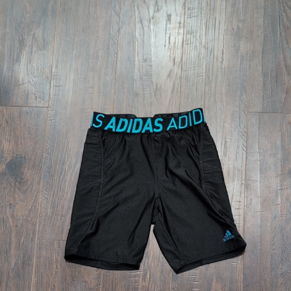 adidas Black Shorts with Teal Logo Waistband